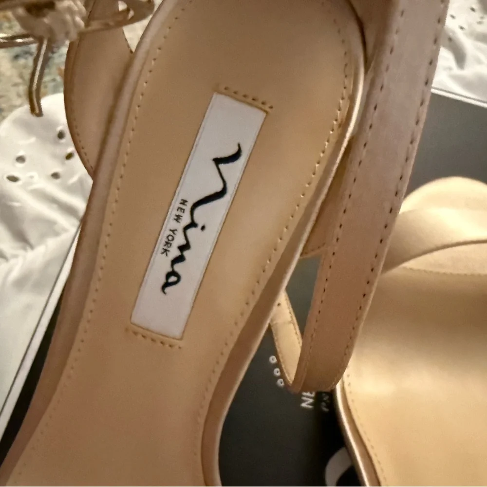 Nina Women's Satin Heels - Champagne - Picture 3 of 4